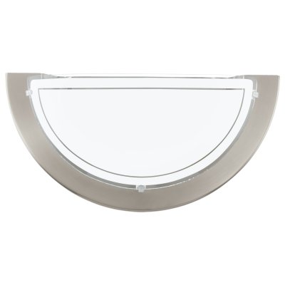 Wall Light Steel Satin Nickel / Glass Painted White, Clear - PLANET 1