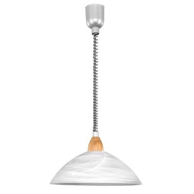 Pendant Light Plastic, Wood Silver, Satin Nickel, Beech / Glass Alabaster White - LORD 2