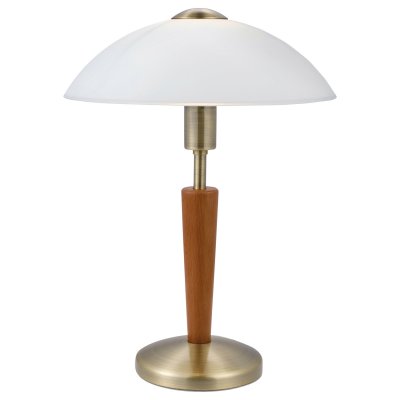 Table Light Steel, Wood Bronzed, Nut / Satin Glass White - SOLO 1