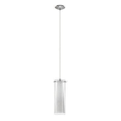 Pendant Light Steel Chrome / Glass, Glass Opal-matt Clear, White - PINTO