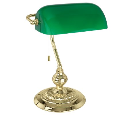 Table Light Steel Brass / Glass Painted Green - BANKER