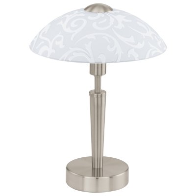 Table Light Steel Satin Nickel / Satin Glass White With Decor - SOLO