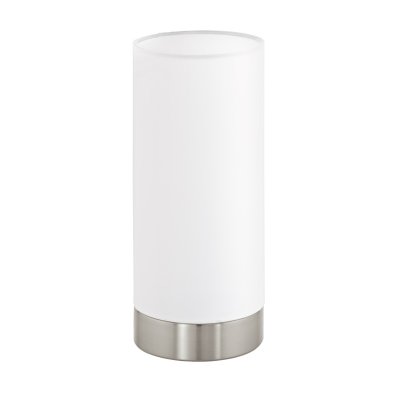 Table Light Steel Satin Nickel / Fabric White - PASTERI