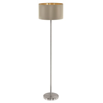 Floor Light Steel Satin Nickel / Fabric Taupe, Gold - MASERLO