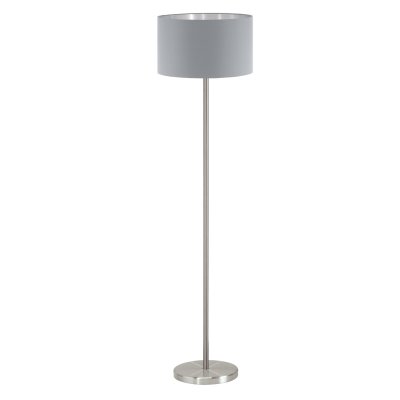 Floor Light Steel Satin Nickel / Fabric Grey, Silver - MASERLO