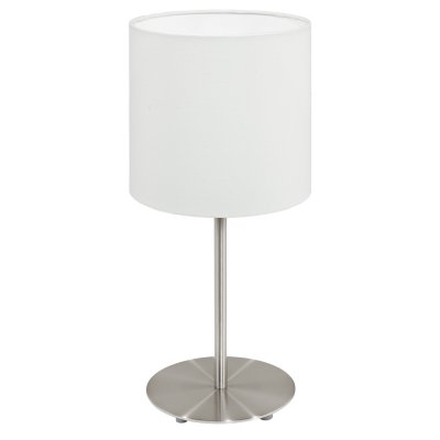 Table Light Steel Satin Nickel / Fabric White - PASTERI