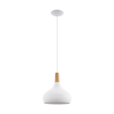 Pendant Light Steel White / Wood Brown - SABINAR