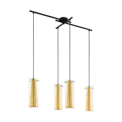 Pendant Light Steel Black / Glass Clear, Gold - PINTO GOLD