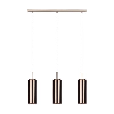 Pendant Light Steel Satin Nickel / Glass Vaporized Copper-coloured - SELVINO