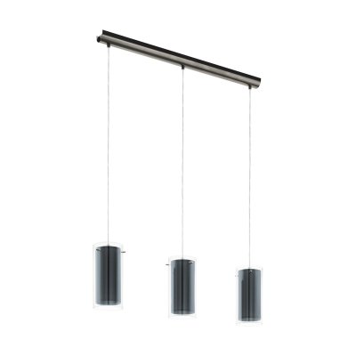 Pendant Light Steel Satin Nickel / Glass, Fabric Clear, Grey - PINTO TEXTIL