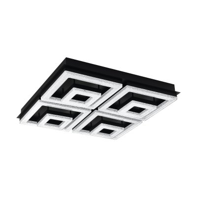 Ceiling Light Steel Black / Plastic, Brilliant Glass Black, Clear - FRADELO 1