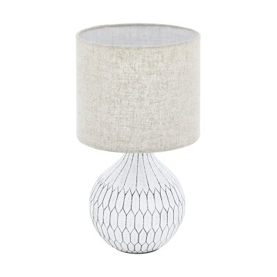 Table Light Ceramic White / Fabric, Linen Light Brown - BELLARIVA 3