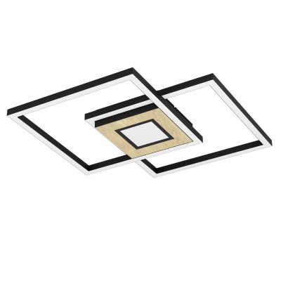 Ceiling Light Aluminium, Steel, Wood Black, Brown / Plastic White - MARINELLO