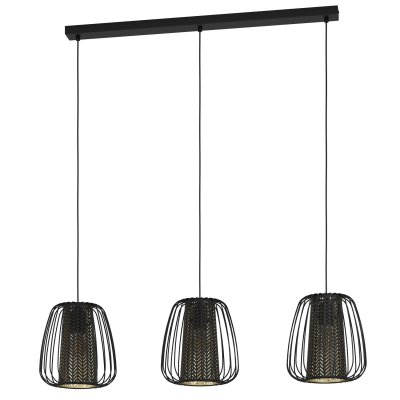 Pendant Light Steel Black / Steel, Fabric Black, Gold - CURASAO