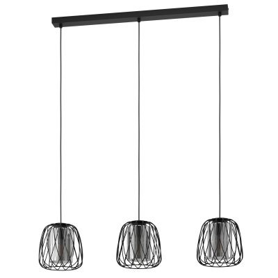 Pendant Light Steel Black / Glass Vaporized Black-transparent - FLORESTA