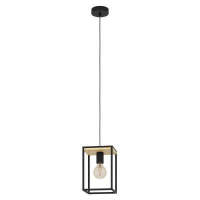 Pendant Light Steel, Wood Black, Brown - LIBERTAD