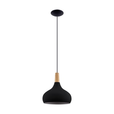 Pendant Light Steel, Wood Black, Brown - SABINAR