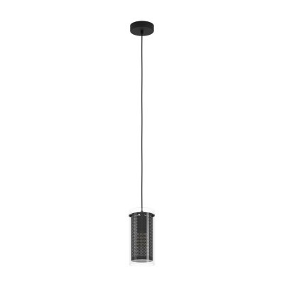 Pendant Light Steel Black / Glass, Fabric Clear, Black - PINTO TEXTIL 1