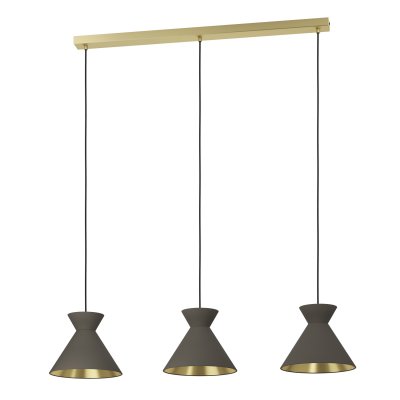 Pendant Light Steel Black / Fabric Cappuccino, Brass - NASTASIA