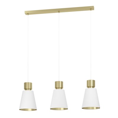 Pendant Light Steel Brushed Brass / Fabric White, Brass - AGLIENTINA