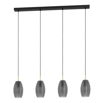 Pendant Light Steel Black, Brushed Brass / Satin Glass Grey Matt - BATISTA