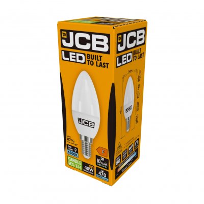 JCB LED Candle E14 (SES) 470lm 4.9W 6,500K (Daylight), Box Of 1