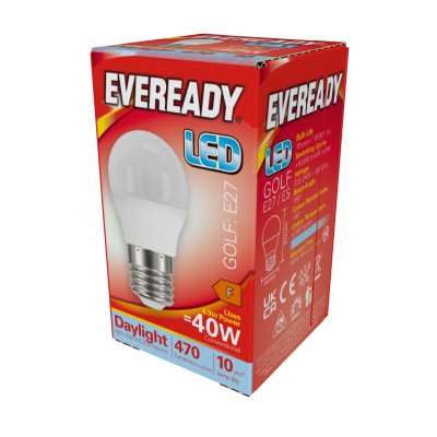 Eveready LED Golf E27 (ES) 470lm 4.9W 6,500K (Daylight), Box Of 1