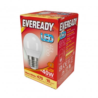 Eveready LED Golf E27 (ES) 470lm 4.9W 3,000K (Warm White), Box Of 1