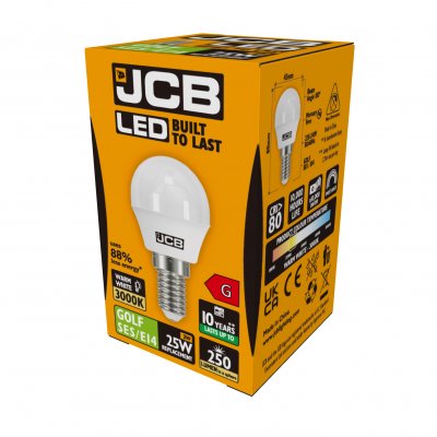 JCB LED Golf E14 (SES) 250lm 3W 3,000K (Warm White), Box Of 1