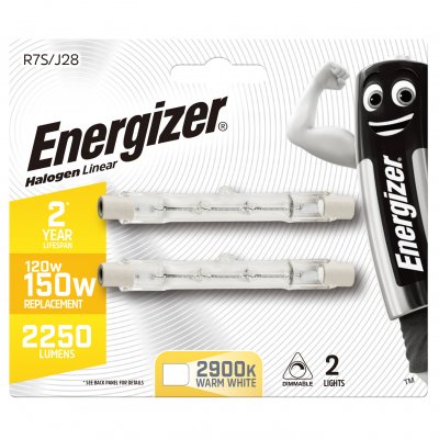 Energizer Halogen R7S Linear 2250lm 120W 2,900K (Warm White) Dimmable, Blister Of 2 (S5160)