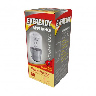 Eveready Pygmy B22 (BC) 60lm 15W 2,800K (Warm White), Box Of 1