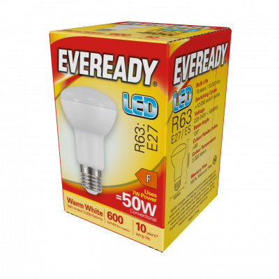 Eveready LED R63 Reflector E27 (ES) 600lm 7W 3,000K (Warm White), Box Of 1