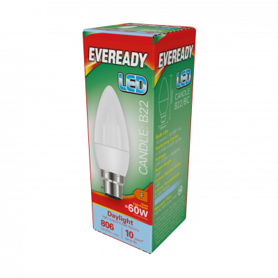 Eveready LED Candle B22 (BC) 806lm 7.3W 6,500K (Daylight), Box Of 1