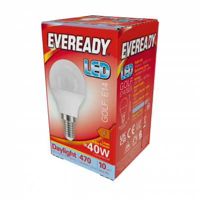 Eveready LED Golf E14 (SES) 470lm 4.9W 6,500K (Daylight), Box Of 1