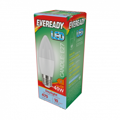 Eveready LED Candle B22 (BC) 470lm 4.9W 6,500K (Daylight), Box Of 1