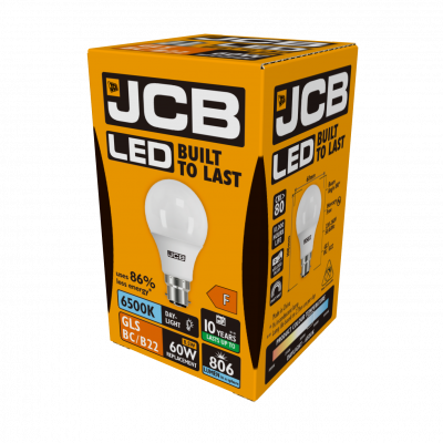 JCB LED GLS B22 (BC) 806lm 8.5W 6,500K (Daylight), Box Of 1