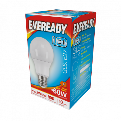 Eveready LED GLS E27 (ES) 806lm 8.8W 4,000K (Cool White), Box Of 1