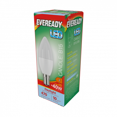 Eveready LED Candle B15 (SBC) 470lm 4.9W 6,500K (Daylight), Box Of 1