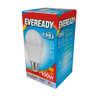 Eveready LED GLS E27 (ES) 1,521lm 13.8W 6,500K (Daylight), Box Of 1