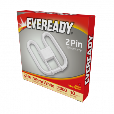 Eveready Energy Saving 2D Lamp 240V 28W 2Pin 3,500K (Warm White), Box Of 1