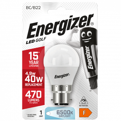 LED Golf B22 (BC) 470lm 4.9W 6,500K (Daylight), Blister Of 1