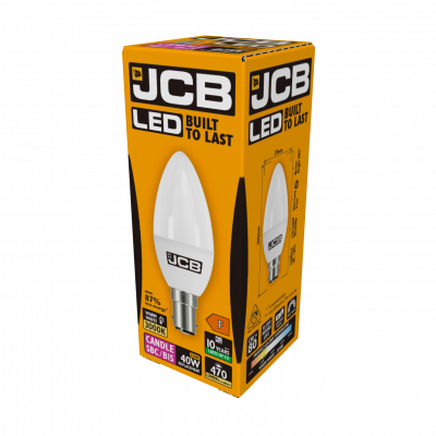 JCB LED Candle B15 (SBC) 470lm 4.9W 3,000K (Warm White), Box Of 1