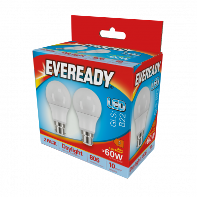 Eveready LED GLS B22 (BC) 806lm 8.8W 6,500K (Daylight), Box Of 2