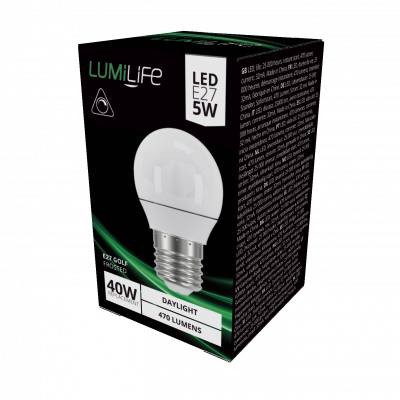 LumiLife LED Golf E27 (ES) 470lm 4.2W 6,500K (Daylight) Dimmable, Box Of 1