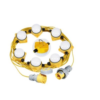 110V 16A 20M 2X0.75mm? LED Festoon, 7X 10W LED IP55