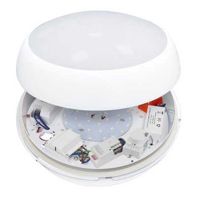 LED Luna Circular Bulkhead With Emergency Fitting, Motion Sensor & CCT3 - 16W - IP54