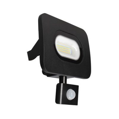 30W LED Slim Curved Floodlight With PIR And Integrated Junction Box, 2400Lm, 6500K