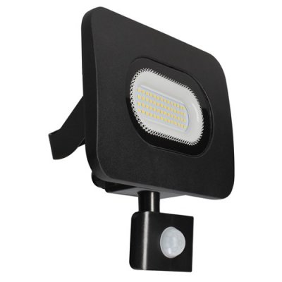 50W LED Slim Curved Floodlight With PIR And Integrated Junction Box, 4000Lm, 6500K