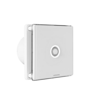 4 Inch Extractor Fan With White Glass, Timer And Motion Sensor