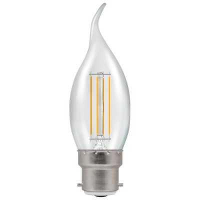 LED Bent Tip Candle Filament Dimmable Clear 5W 2700K BC-B22d